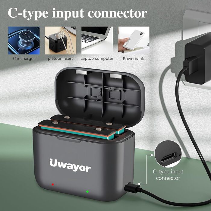 Запасний акумулятор Uwayor для Insta360 X3, 3-канальне USB-зарядне пристрій, сумісний з камерою Insta360 One X3