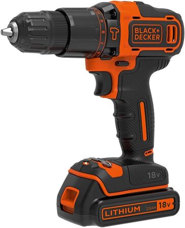 Акумуляторний ударний дриль-шуруповерт Black+Decker BDCH188N (18V, 2 швидкості, патрон 10 мм, регулювання крутного моменту, подвійне свердло, без акумулятора та зарядного пристрою) (комбінований ударний дриль)