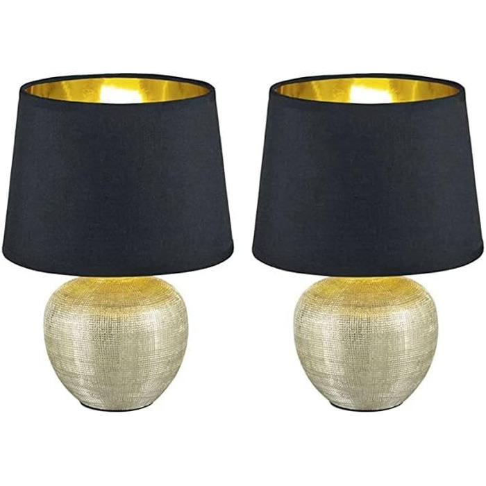 Настільна лампа Reality Leuchten Luxor, кераміка, золото, E14, 18x18x26 см, 2 шт. в упаковці