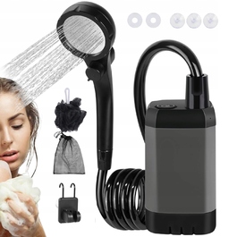 Водонепроникний туристичний душ IPX7 з акумулятором, LED-екраном та шлангом 2м