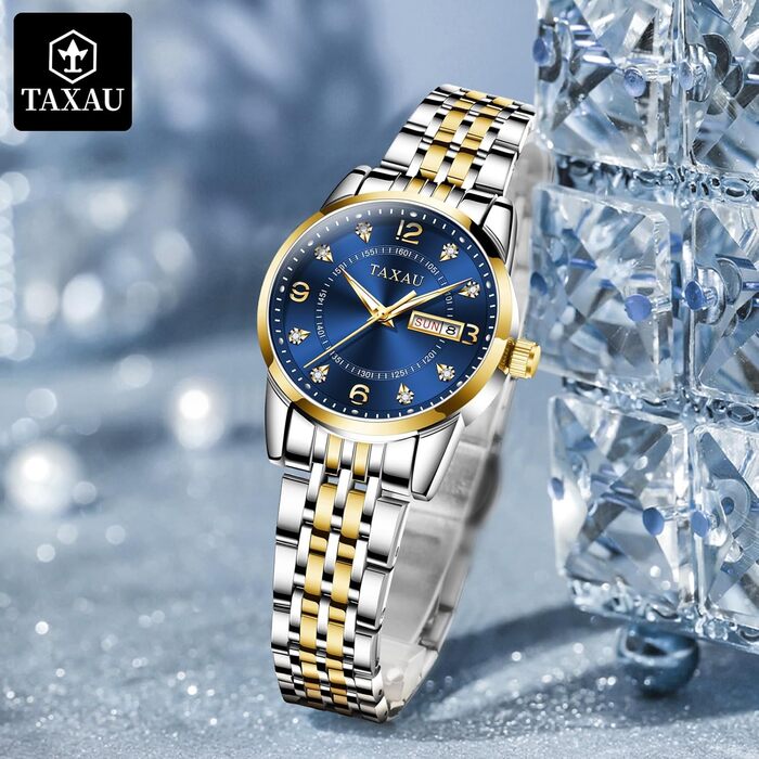 Жіночий годинник з арабськими цифрами, маленьке циферблат, Easy Read, дата, водостійкий, з нержавіючої сталі, Reloj para Mujer (8102g)