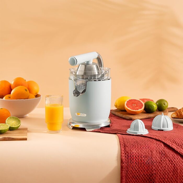 Електрична соковитискачка Cecotec Xqueeze RetroJuice 1000 Green - для цитрусових, 1000W, нержавіюча сталь, 2 конуси, зелений колір