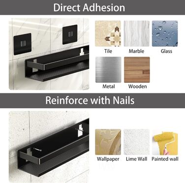 Алюмінієвий кухонний органайзер для ванної кімнати: 2 шт., 30 см, самоклеючий, для кріплення на стіну