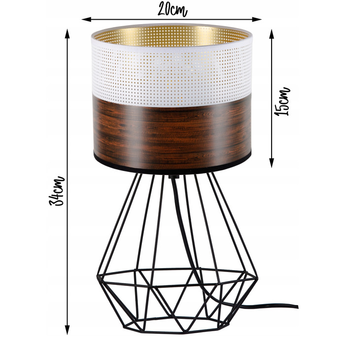 Стильна настільна нічна лампа з абажуром у кольорі венге, сучасний лофт, LED