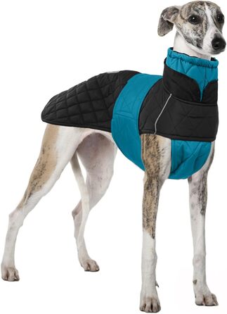 Windhound Warm Winter Coat, Greyhound Coat Adjustable Outdoor Greyhound Dog Jacket with Harness Hole Warm Dog Clothing Greyhound/Saluki (3XL, Blue)