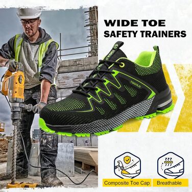 Черевики робочі AONEGOLD для чоловіків та жінок. Легкі, дихаючі, з металевим капаком, антиковзаючі. Розміри 36-48 EU.