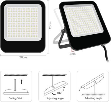 LED Floodlight Outdoor Warm White 3000K, Super Bright LED Floodlight 20000LM LED Spot Light Floodlight IP65 Waterproof Outdoor Security Light for Backyard, Driveway, Garage, Hallway, Garden (Warm White, 50W)