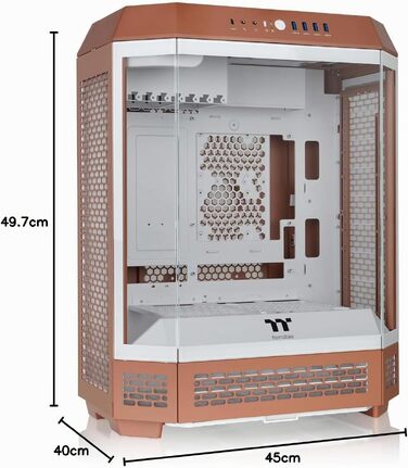 Корпус для ПК Thermaltake The Tower 600 Mocha Mousse, вертикальний Mid Tower, підтримка E-ATX/ATX, загартоване скло, підтримка радіатора 420 мм, Hidden Connector
