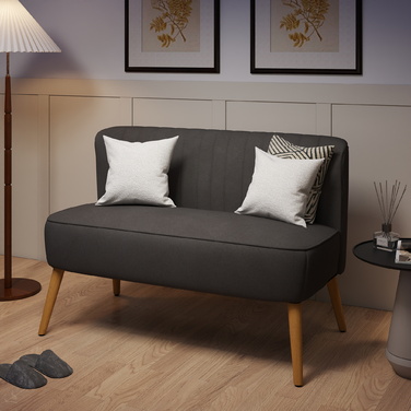 HOMCOM 2-Seater Kitchen Sofa, Kitchen Couch, Wooden Legs, Up to 150 kg, Dark Grey, 117 x 56.5 x 77 cm