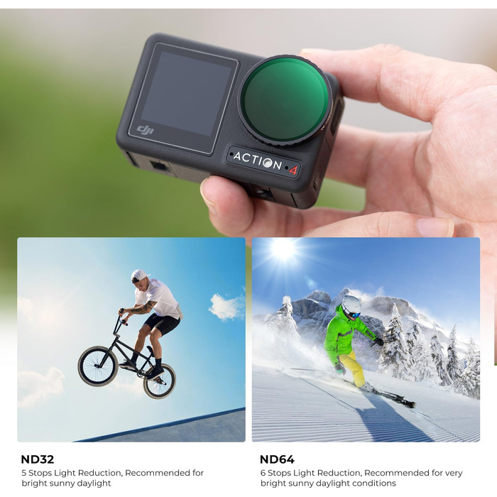 Фільтри K&F Concept ND/CPL для DJI Osmo Action 4/5 PRO - Набір 4 шт. (ND8, ND16, ND32, ND64)