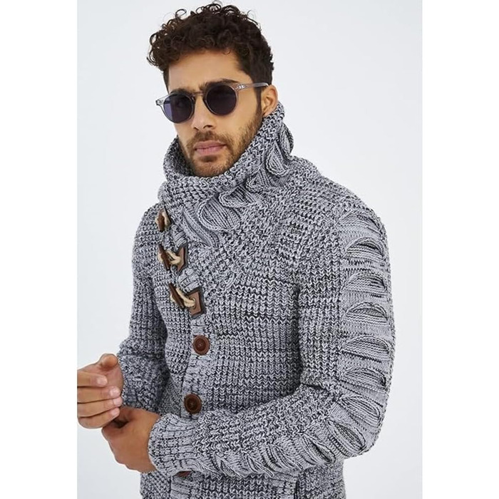 Чоловічий кардиган Leif Nelson з ґудзиками, Regular Fit, сірий та чорний колір, для повсякденного та ділового стилю