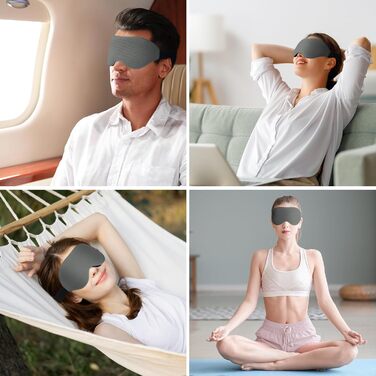 Маска для сну Laitver для тих, хто спить на боці, 2025, 3D, повна світлоізоляція, для жінок та чоловіків, зручна, дихаюча, без тиску, з регульованою гумкою, для подорожей (світло-сіра)