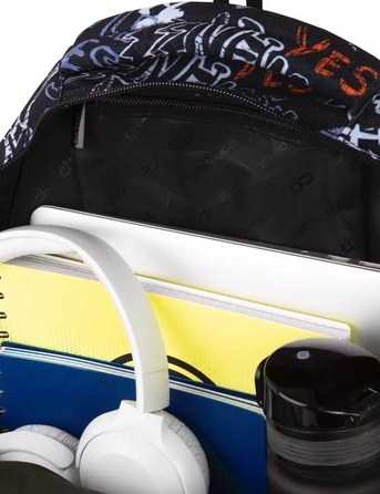 Великий багатокамерний шкільний рюкзак CoolPack чорний зі світловідбиваючими елементами