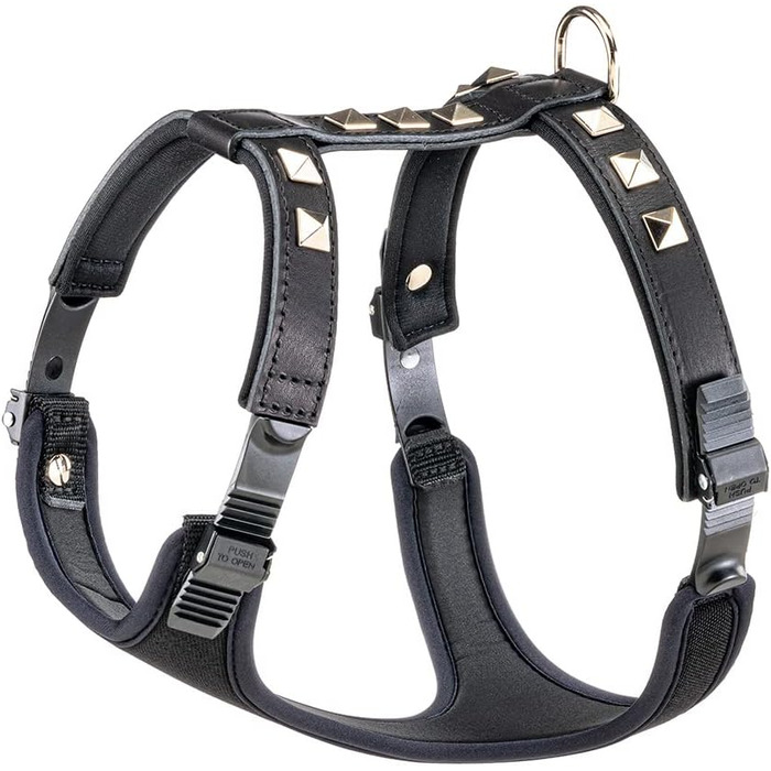 Нашийник для собак середніх порід Ferplast Giotto Luxor з натуральної шкіри та срібними заклепками, чорний (M)