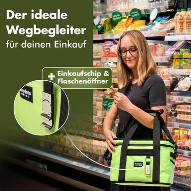 Large Cooler Bag 30L +12h Cooling - Ideal for Shopping, Car & Work - Insulated Bag, Thermos Bag, Lunch Bag & Picnic Bag - Large Cooler Bag - Lunch Bag for Men - Lunch Bag (Green - 30L)