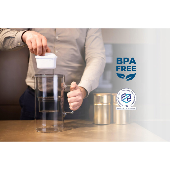 Скляний фільтр-віддільник для води Wessper D2 BOROSILICATE 3л, чорний + 8 фільтрів у комплекті