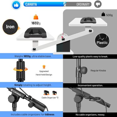 Настільний мікрофонний тримач CAHAYA 3 в 1: Регульований тримач з поворотним кріпленням 180° та кліпсою для мікрофона, підходить для конференцій, ігор та стрімінгу, CY0360 (A-подібна основа)