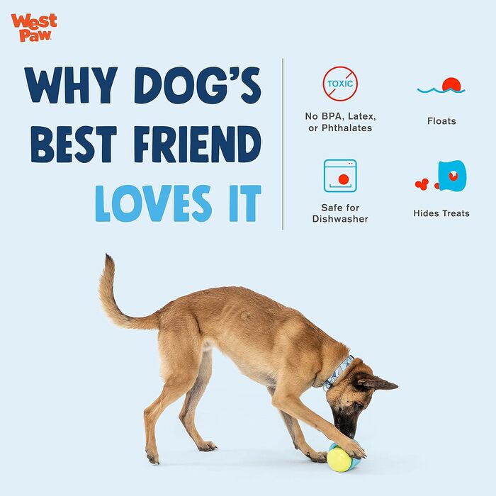 WEST PAW Zogoflex Toppl Treat Dispenser Dog Toy Puzzle - Interactive Chew Toy for Dogs - Dog Toy for Moderate Chewers, Fetch, Catch - Holds Dry Food, Treats, XL