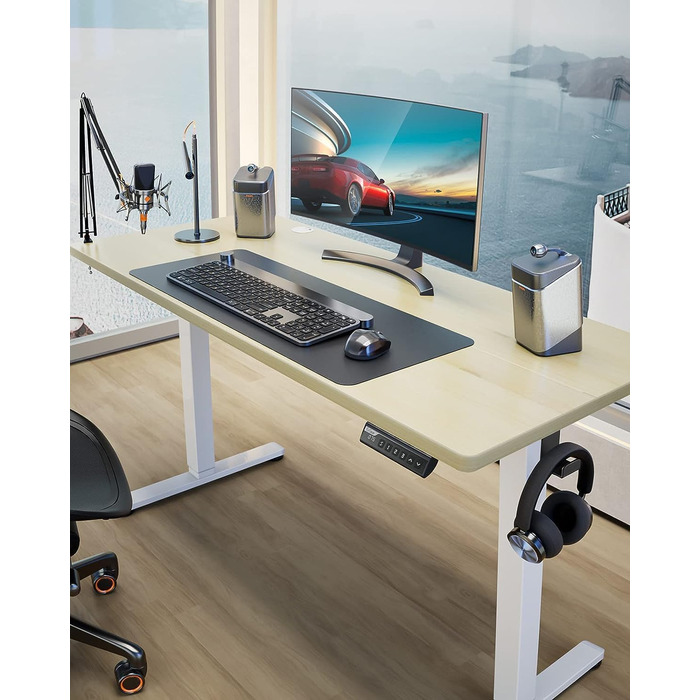 Ергономічний регульований стіл ErGear 120x60 см для дому та офісу, стіл-трансформер з електроприводом, 4 пам'яті, натуральний колір