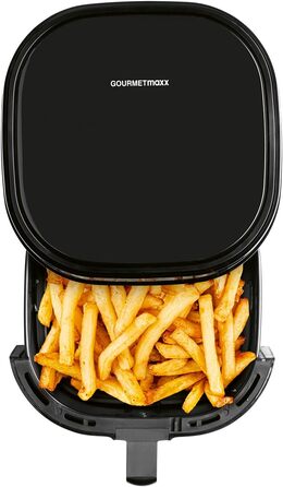 Фритюрниця горіння повітрям GOURMETmaxx 4.5L – Airfryer 1400W з цифровим дисплеєм, таймером, захистом від перегріву, миється у посудомийній машині, без жиру – Чорний 4.5 літри