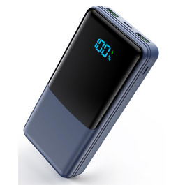 Повербанк 27000mAh з швидкою зарядкою USB-C PD 20W, зовнішній акумулятор для iPhone та Samsung з LED-дисплеєм, 2 входи та 3 виходи, чорний