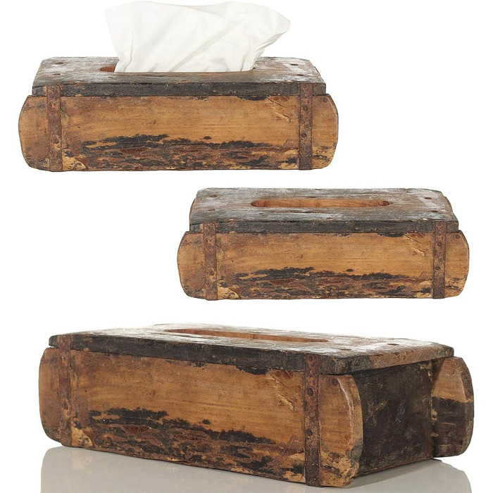Laursen Tissue Box Brick Shape Wood Brown approx. 31x15cm Cosmetic Tissue Box Handkerchief Box