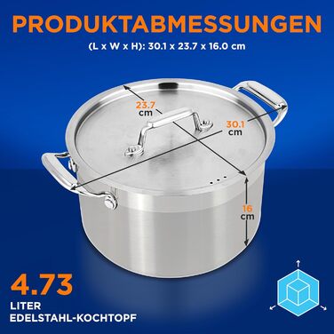 Каструля NutriChef з нержавіючої сталі, 11.4 л з кришкою, для індукційних плит | Ідеально для приготування супів та meal prep | Можна мити в посудомийній машині