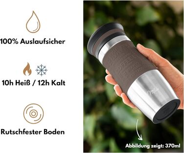 Термокружка Milu 370мл/450мл з нержавіючої сталі, ізольована, для кави, to go, без витоку, автокружка, термокружка, travel mug, коричнева