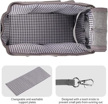 Складана переносна переносна коробка для собак та котів - переносна собача коробка/сумка для транспортування до 4 кг собак та 5 кг котів для подорожей та авто | Сірий 40x16x32 см, сірий L 16 x B 32 x H 40 см