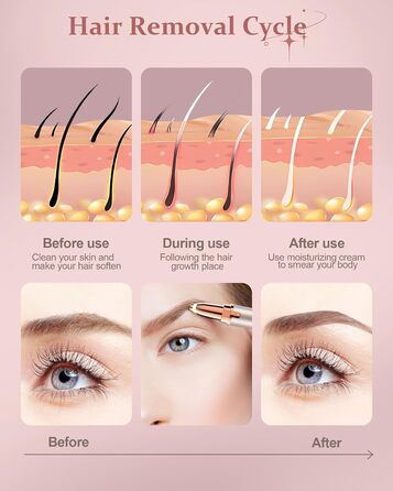 Триммер для брів для жінок, акумуляторний: прецизійний триммер для брів та волосся на обличчі, безболісний епілятор, видалення волосся, триммер для брів