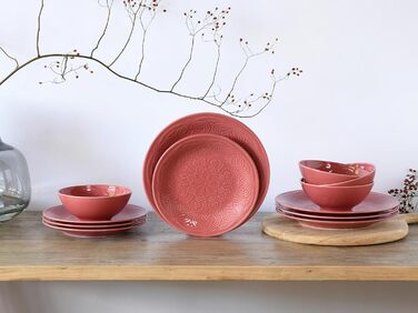 Набір посуду CreaTable Serie Orient Mandala 18 предметів, порцеляновий, червоний, для мікрохвильової печі та посудомийної машини, виготовлено в Європі