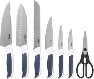 Zyliss Comfort Knife Block Set - 7 Piece Japanese Stainless Steel Kitchen Knife Set with Block, Dishwasher Safe, 5-Year Warranty