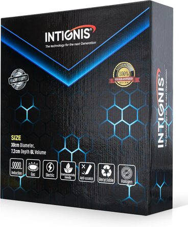 Сковорода INTIGNIS® з кришкою, 30 см (12 дюймів), 6 л, антипригарне покриття, нержавіюча сталь, глибока, без хімікатів
