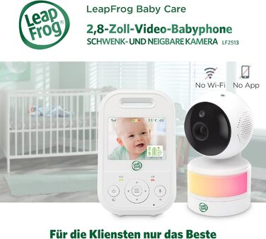 Відеоняня LeapFrog LF2513 без Wi-Fi, IPS LCD екран 2.8 дюйма, поворотна, нічне бачення, 300 метрів, датчик температури