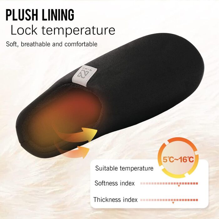 Тапочки для дому WateLves з Memory Foam для жінок та чоловіків, чорні, 46/47 EU