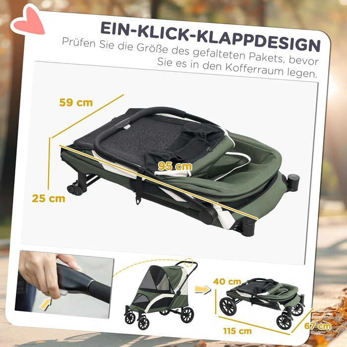 PawHut Будка-переноска для собак та котів, складана, до 30 кг, з подушкою, сітчастими вікнами та кишенями для зберігання (темно-зелений)