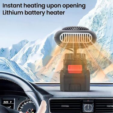 Портативний електрообігрівач для авто, офісу та дому з акумулятором 170W, 2 режими (30-80°C), захист від перегріву та перекидання, з двома акумуляторами