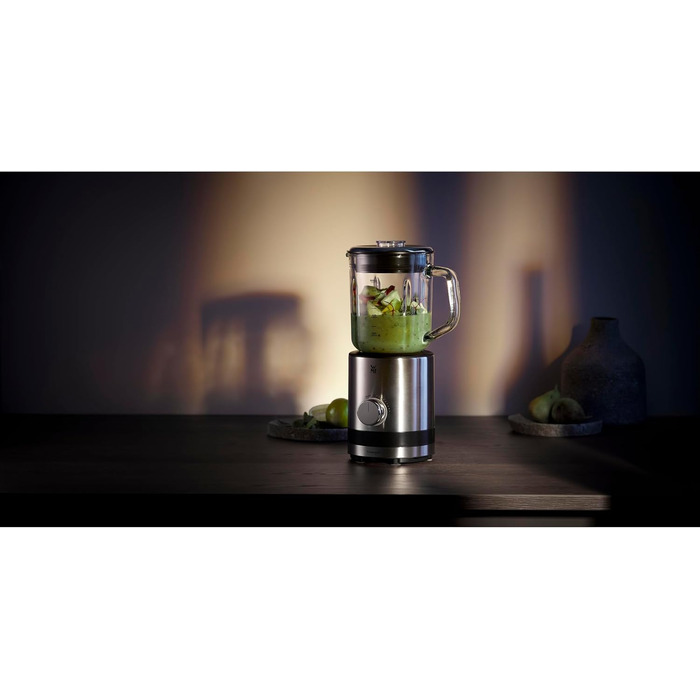 WMF Kitchen minis Compact Mixer, Mini Stand Mixer, 400 Watt, Small Stand Mixer, 0.8 l Glass Container, Pulse Function, Cromargan Matt Single