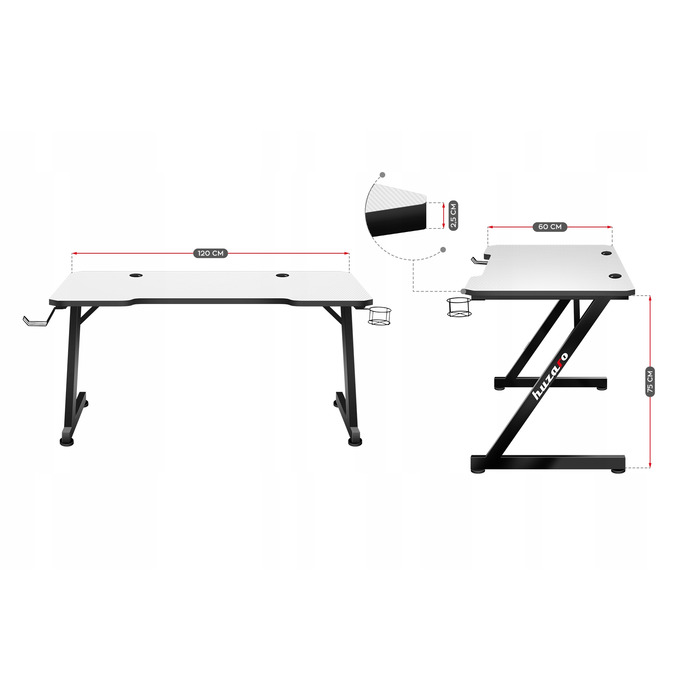 Ігровий стіл Huzaro Hero 2.5, білий