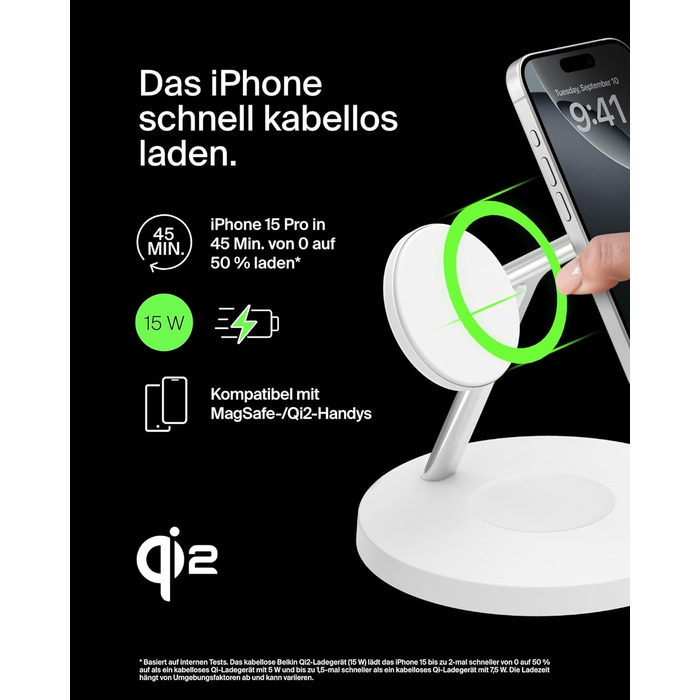 Belkin MagSafe 3-в-1 Бездротова Зарядка 15W для iPhone, Apple Watch та AirPods (Біла) - Сумісна з MagSafe/Qi2