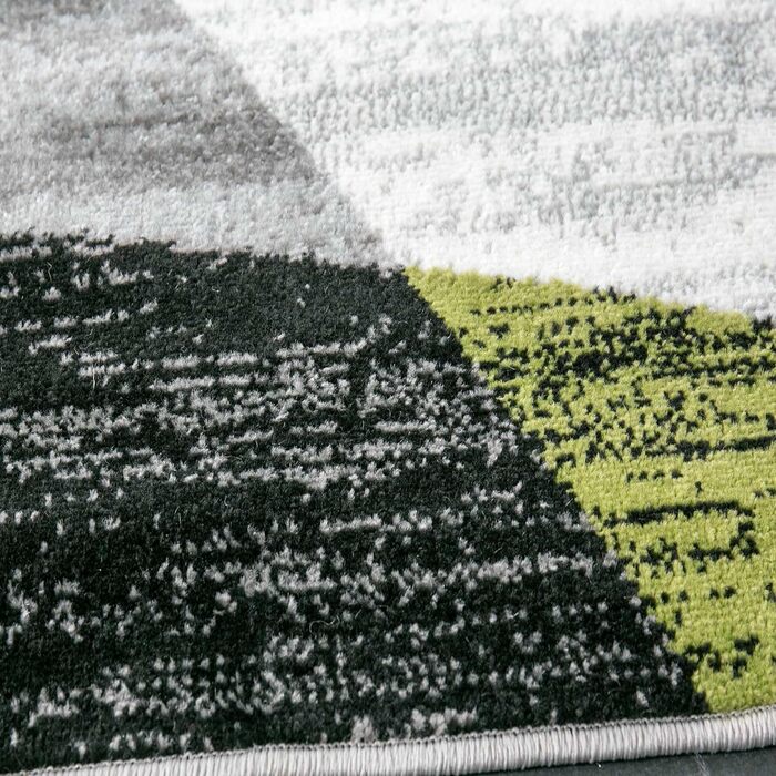 Килимок VIMODA з геометричним малюнком, короткий ворс, зелений, сірий, білий, чорний, 60x110 см, для вітальні