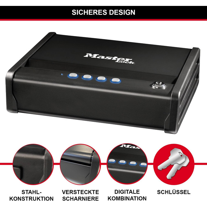 MASTER LOCK Portable Safe with Combination Lock and Cable - P008EML - Ideal for Electronics, Documents, Cash & More