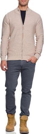 Чоловічий кардиган Indicode INWestmoon з коміром-стійкою | Тонкий в'язаний кардиган з бавовняної суміші (3XL, Кукурудзяний колос)