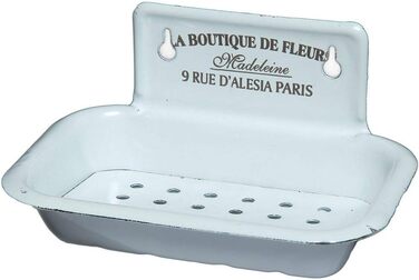 Haus Ambiente Soap Dish from Enamel Soap Tray, Enameled Steel Sheet, White, 8x16x10cm