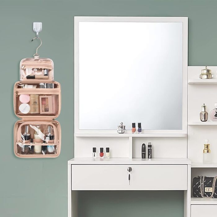 Сумка-органайзер для косметики та туалетних аксесуарів, дорожня косметичка на блискавці (рожеве золото)