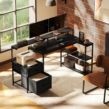 Геймерський L-подібний стіл з LED-підсвіткою та розетками