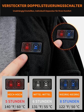 Обогрівальна куртка для чоловіків та жінок з Powerbank 18400 mAh, 10 зон обігріву, флісова куртка з акумулятором, тепла зимова куртка з обігрівом, L