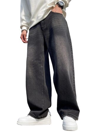 Чоловічі джинси Zewool Baggy Hip Hop, широкі, вузькі до низу, стрейч-денім, чорні, розмір M
