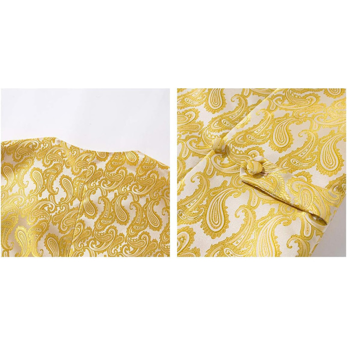 Чоловічий набір: краватка, кишеньковий хустинка, візерунок пейслі, 4 предмети (4XL, золото-жовтий)