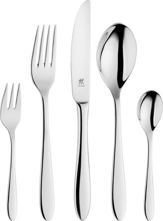 Zwilling Style Cutlery Set, 60-Piece, for 12 People, 18/10 Stainless Steel/High-Quality Blade Steel, Polished, Silver [plastic-free packaging], plastic free, TLG plastic free 60 pcs.